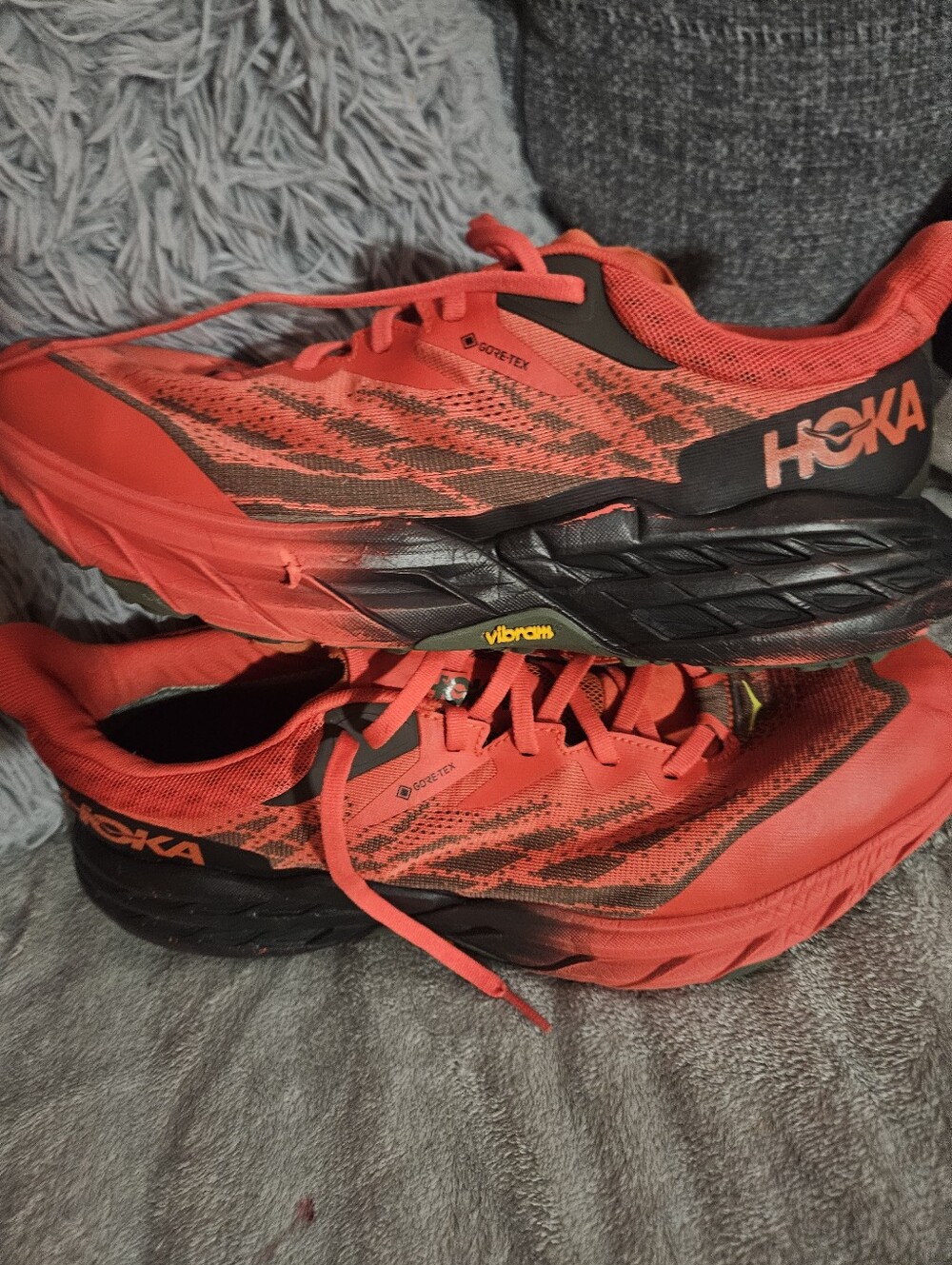 Hoka One One Blue and Orange Running Shoe Label